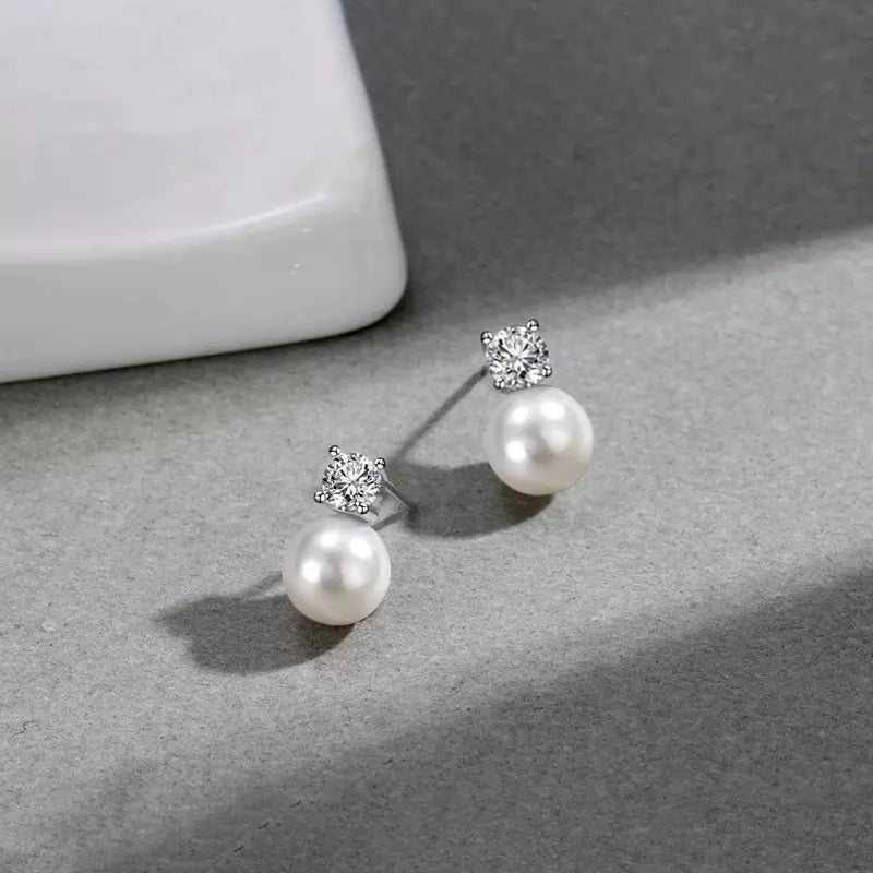 Waterproof 925 Sterling Silver Studs Isabela Pearl earrings RosyWine