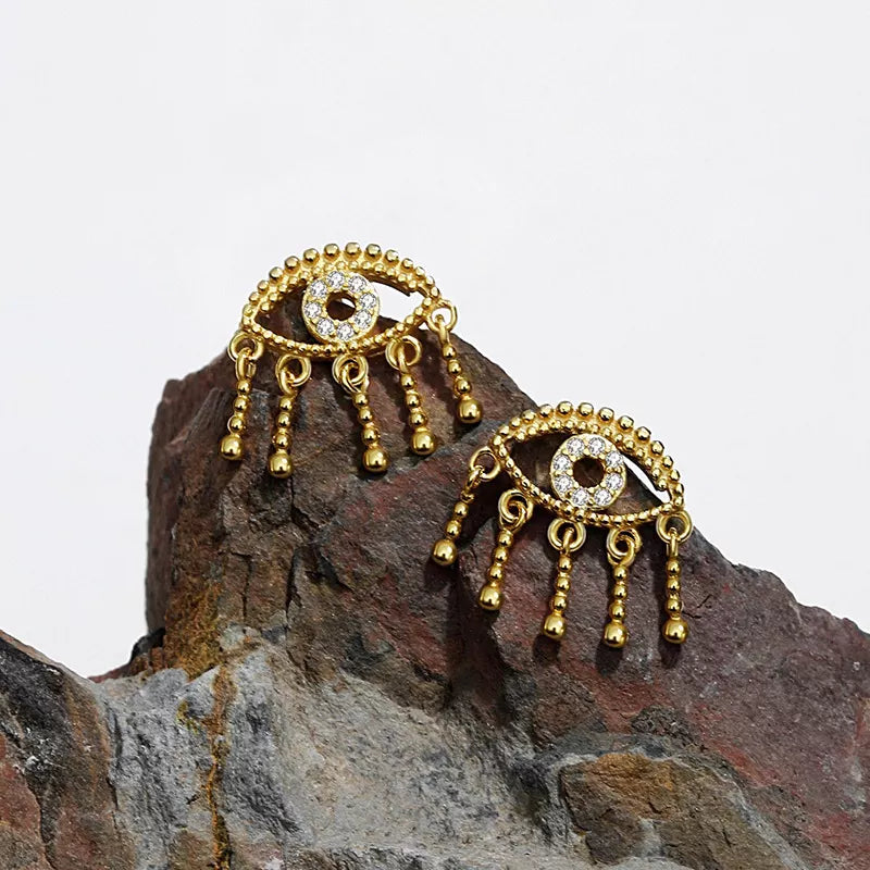Crystal Evil Eye Earrings - RosyWine