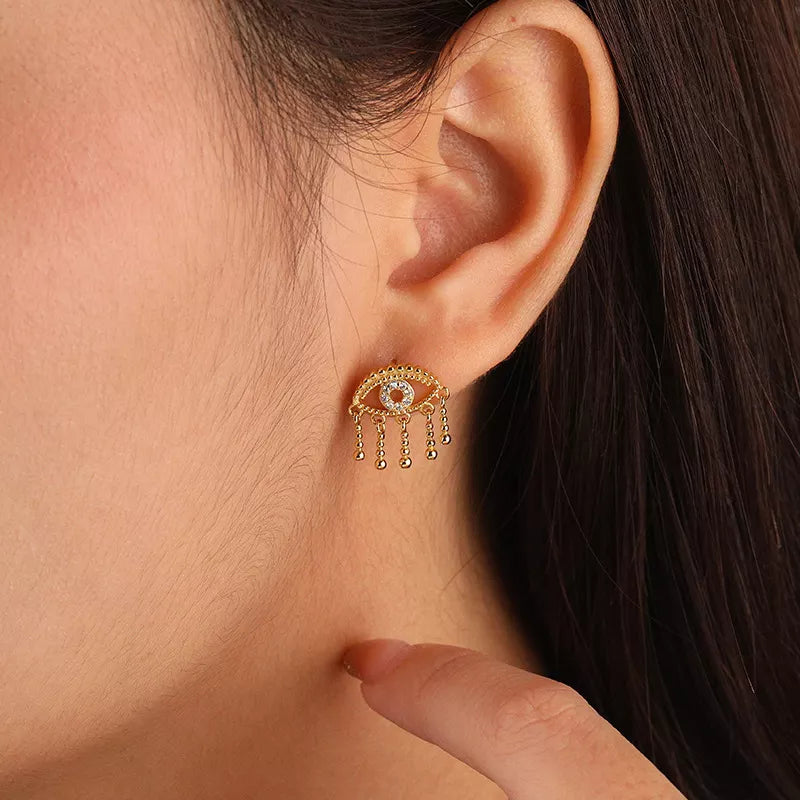 Crystal Evil Eye Earrings - RosyWine