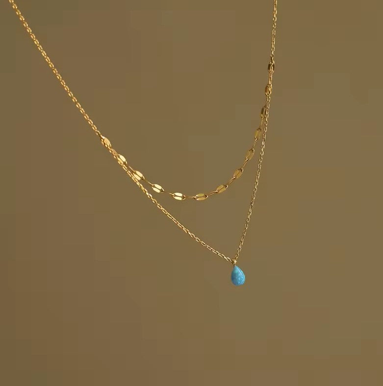 Blue Tear Drop Opal Necklace