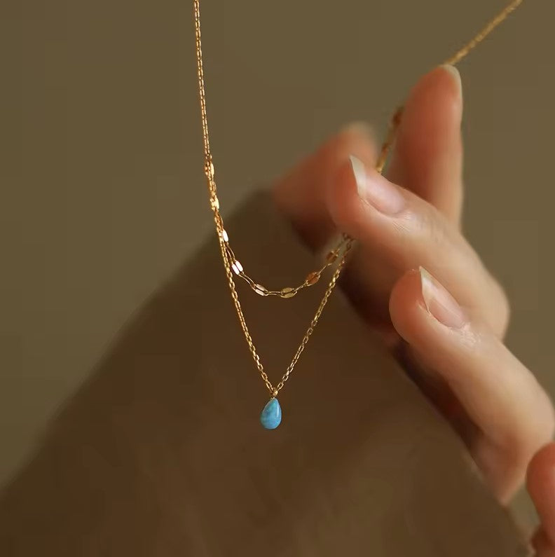 Blue Tear Drop Opal Necklace