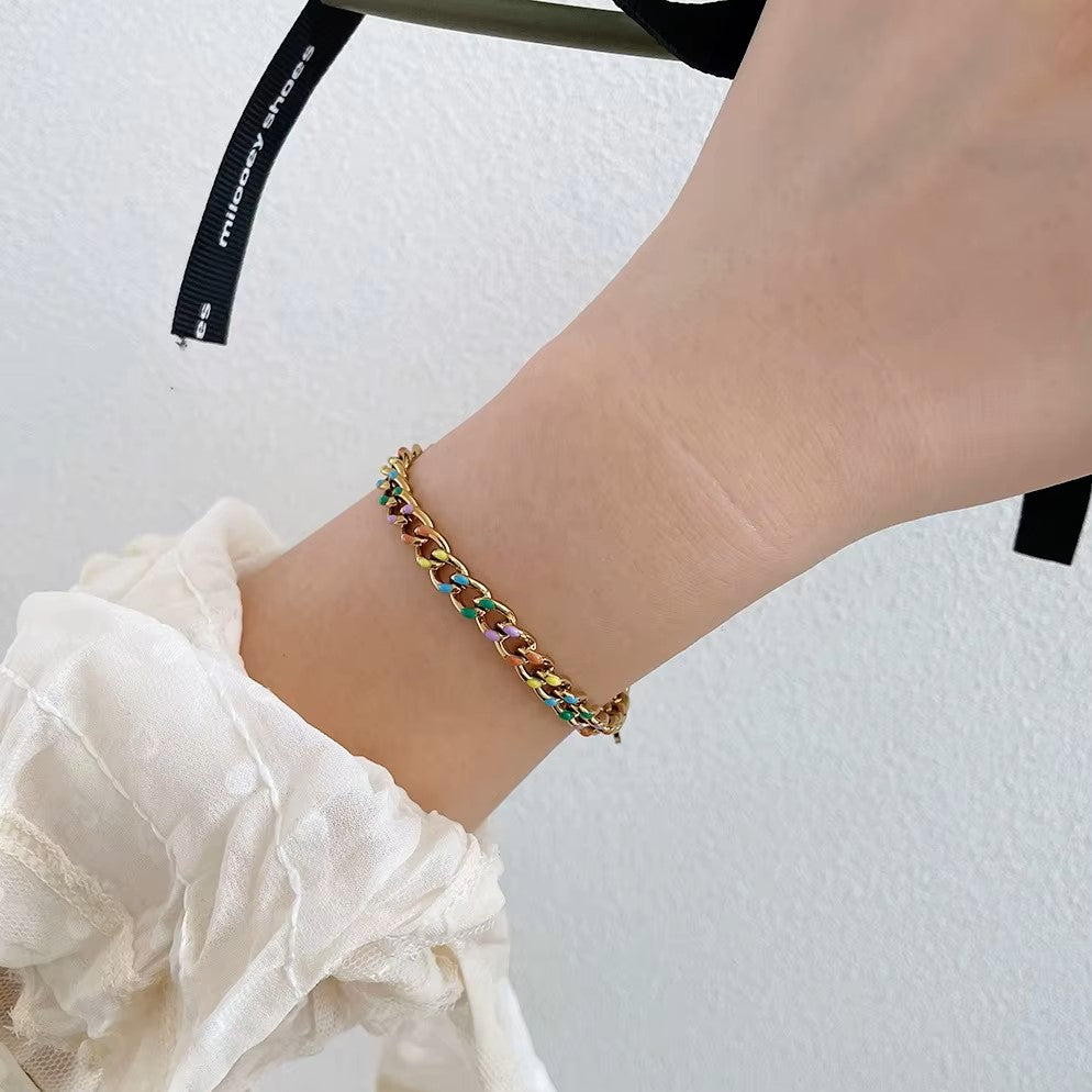 Curb Enamel Bracelet