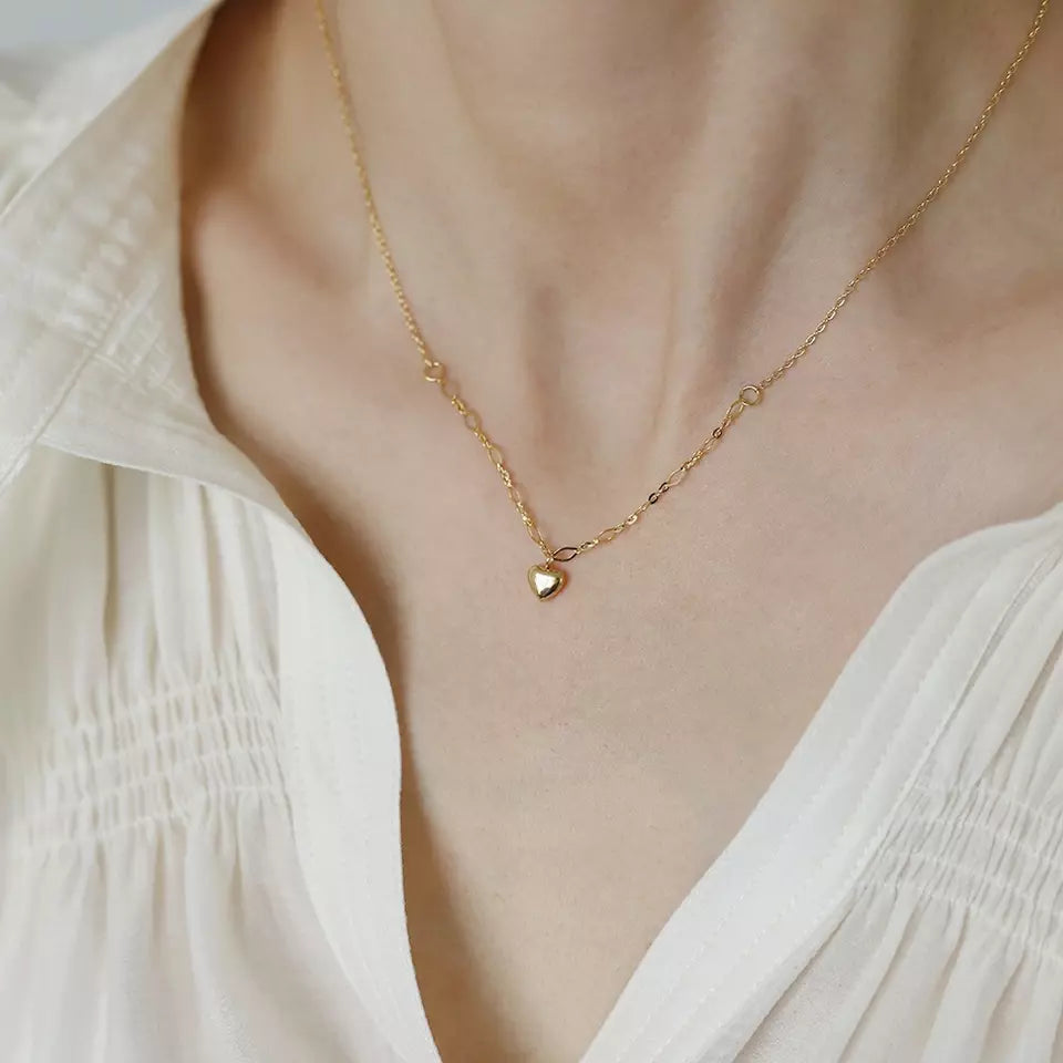 Dainty Heart Necklace - RosyWine 