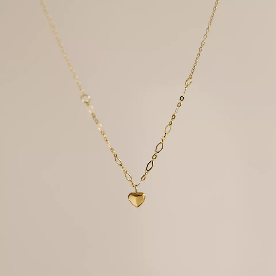 Dainty Heart Necklace - RosyWine 