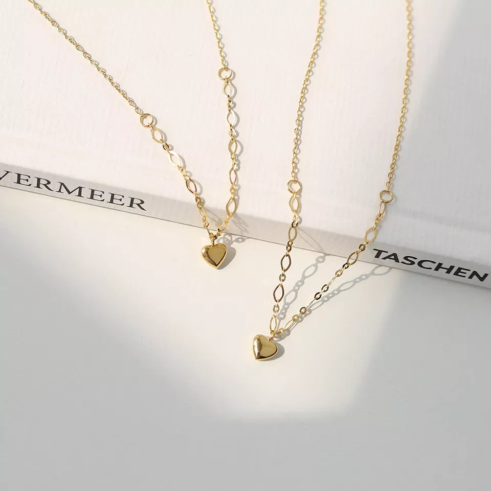 Dainty Heart Necklace - RosyWine 