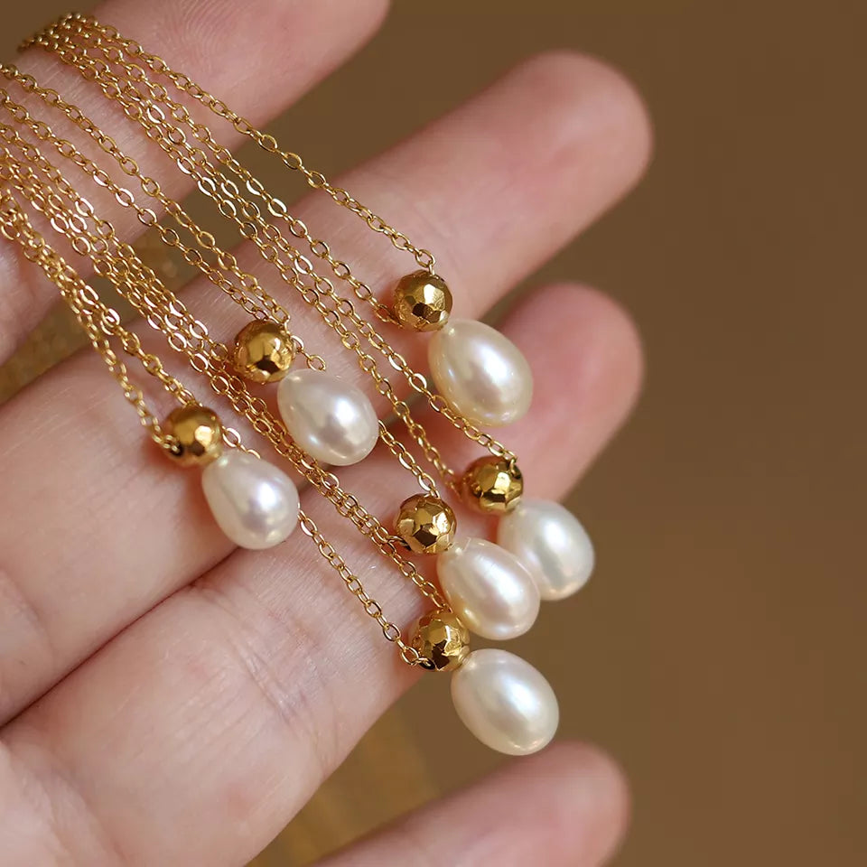 Vintage Freshwater Pearl necklace - RosyWine 